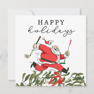 Cartão De Festividades Golf Papai Noel golfista feliz Natal 