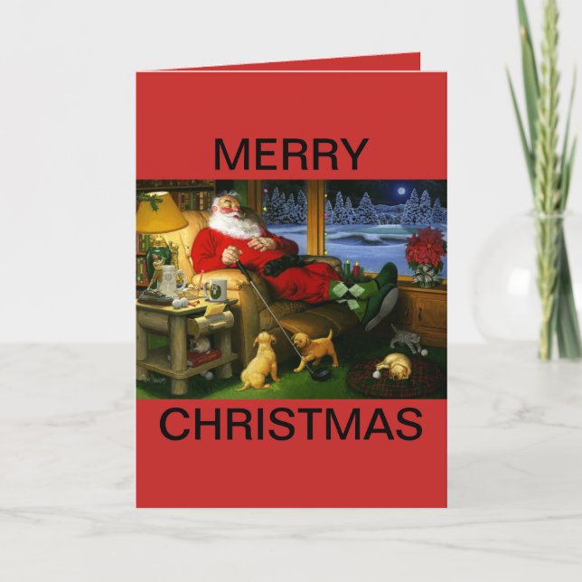 Cartão De Festividades Golf Themed Christmas Card with Santa and Friends. (Frente)
