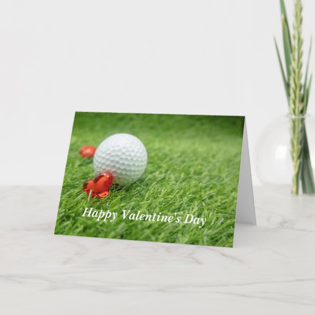 Cartão De Festividades Golf Valentine's Day with love and golf ball (Frente)