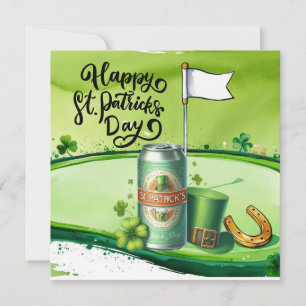 Cartão De Festividades Golfe Dia de São Patrício Aquarela