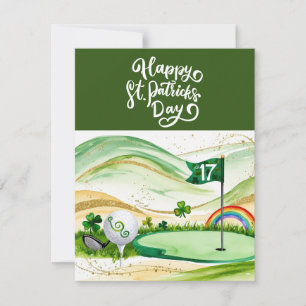 Cartão De Festividades Golfe Dia de São Patrício Aquarela