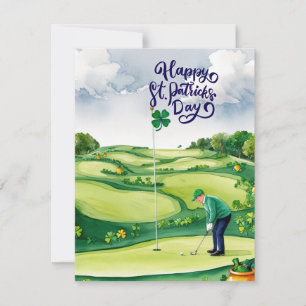 Cartão De Festividades Golfe Dia de São Patrício Aquarela