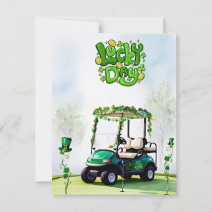 Cartão De Festividades Golfe Dia de São Patrício Aquarela