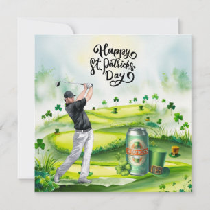 Cartão De Festividades Golfe Dia de São Patrício Aquarela