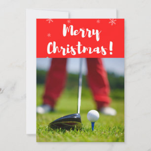 Cartão De Festividades Golfe Feliz Natal para Golfer Golfing em verde