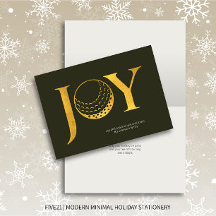 Cartão De Festividades Golfe Joy & Peace Dark Green Folheou o Natal