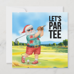 Cartão De Festividades Golfe julho Natal com Papai Noel Golfing