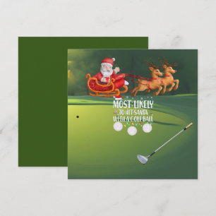 Cartão De Festividades Golfe Mais provável golpear Papai Noel com bola de