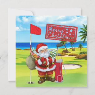 Cartão De Festividades Golfe Natal com Golfe do Papai Noel