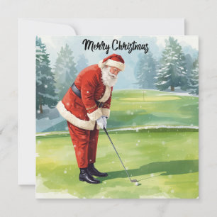 Cartão De Festividades Golfe Natal Inverno temático para golfista no camp