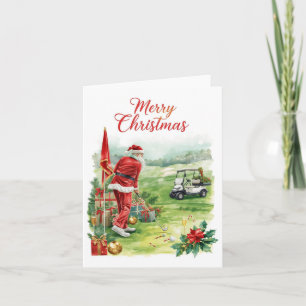 Cartão De Festividades Golfe Natal Vamos Par tir com o Papai Noel