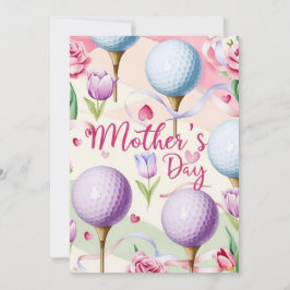 Cartão De Festividades Golfe no Dia das Mães com bola e flores para a Mam
