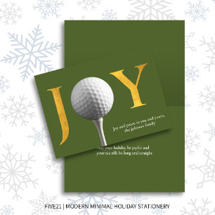 Cartão De Festividades Golfe Verde-Oliva Joy & Peace Dobrou o Natal