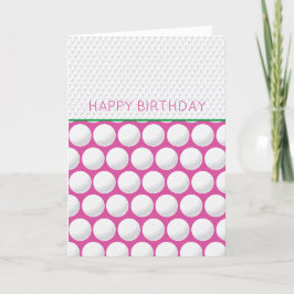 Cartão De Festividades Golfer Feliz Aniversário Próprio Mensagem Rosa Gol