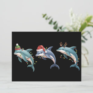 Cartão De Festividades Golfinho Amante Natal Chapéu de Papai Noel Natal