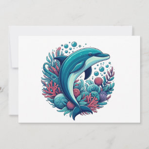 Cartão De Festividades Golfinho-costeiro/náutico