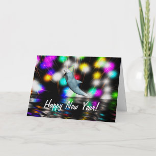Cartão De Festividades Golfinho feliz ano novo