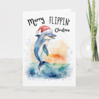 Golfinho Papai Noel Alegre Natal Praia