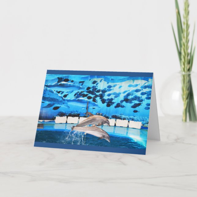 Cartão De Festividades Golfinhos em movimento (Frente)