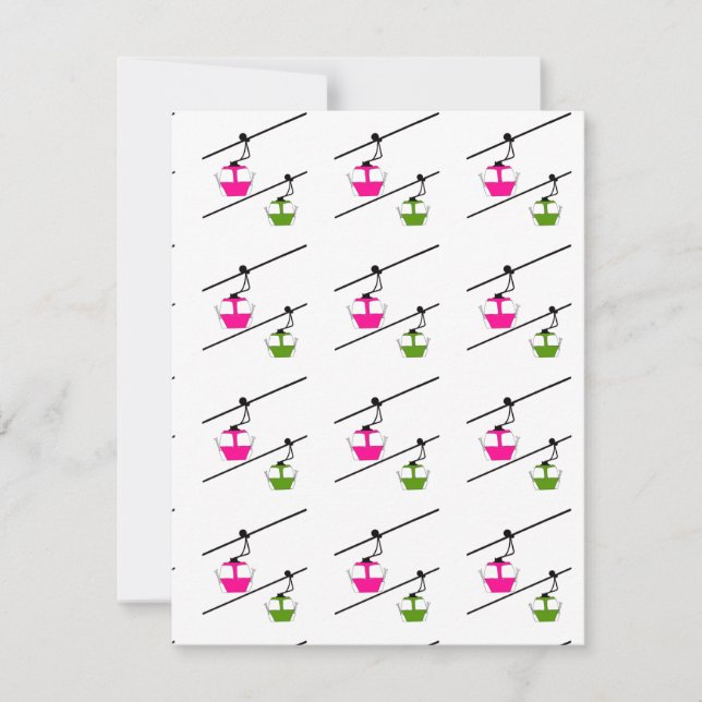 Cartão De Festividades Gôndolas rosa e verde (Frente)