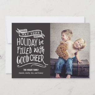 Cartão De Festividades Good Cheer Holiday Photo Card - Editable Color