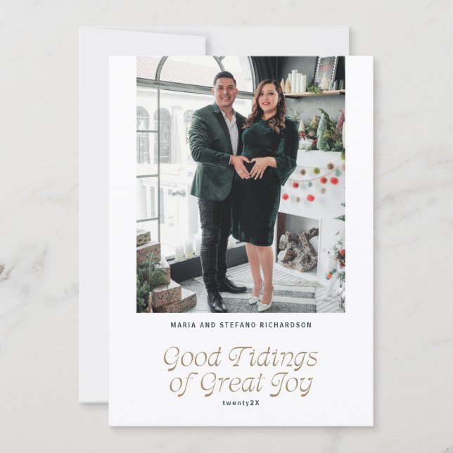 Cartão De Festividades Good Tidings of Great Joy Photo Christmas Card (Frente)