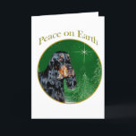 Cartão De Festividades Gordon Setter Peace<br><div class="desc">Peace on Earth. Show your reason for the season with your Gordon Setter in this unique dog design accented with green and gold. Goes great on an ornament,  greeting card or sticker.</div>