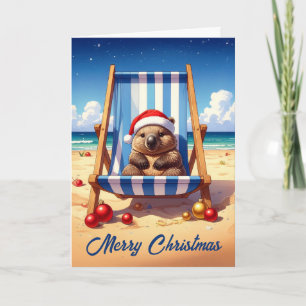 Cartão De Festividades Gorro de Papai Noel Wombat Lanoso Feliz Natal