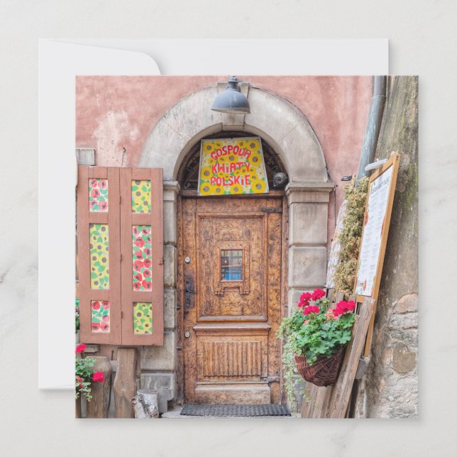 Cartão De Festividades Gospoda Kwiaty Polskie - Warsaw Door (Frente)