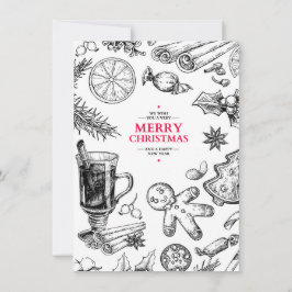 Cartão De Festividades Gostos natalinos desenho vintage. Férias de Natal