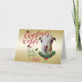 Cartão De Festividades GOTA | O Natal Deseja O Bebê Goat Kisses LaMancha