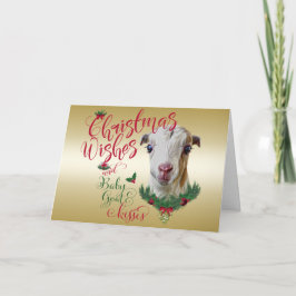Cartão De Festividades GOTA | O Natal Deseja O Bebê Goat Kisses LaMancha