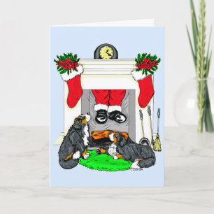 Cartão De Festividades Gotas do papai noel do cão de Bernese Mt dentro