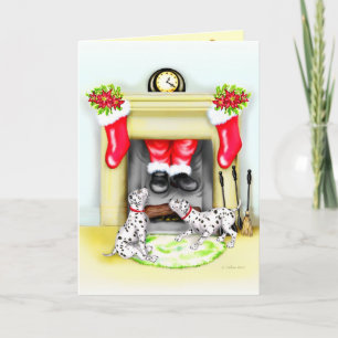 Cartão De Festividades Gotas do papai noel do Natal de Dalmation dentro