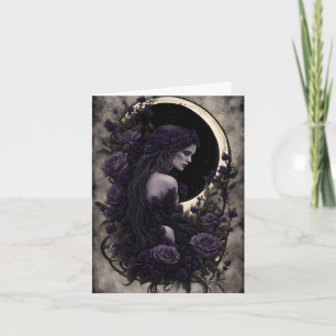 Cartão De Festividades Goth e Rosas Roxas Halloween