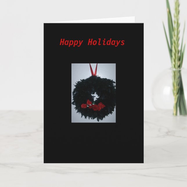 Cartão De Festividades Gothic Black Wreath Christmas Card (Frente)