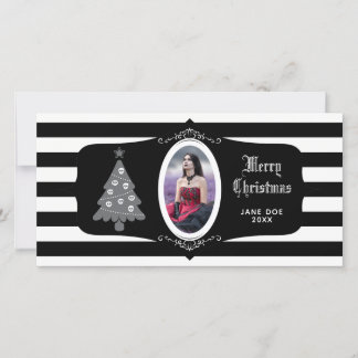 Cartão De Festividades Gothic Christmas Tree With Cameo Photo Card