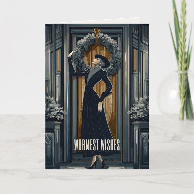 Cartão De Festividades Gothic Deco | Grinalda Moderna (Frente)
