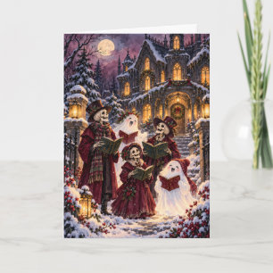 Cartão De Festividades Gothic Esqueleto e Fantasmas Cantores de Natal Cre