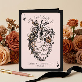 Cartão De Festividades Gothic Floral Vintage Anatomical Heart Valentine