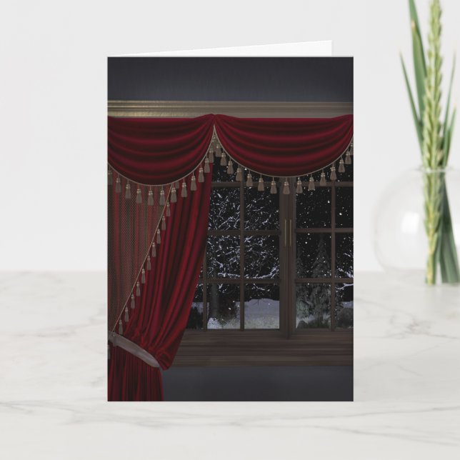 Cartão De Festividades Gothic Holiday: Winter Landscape Window (Frente)