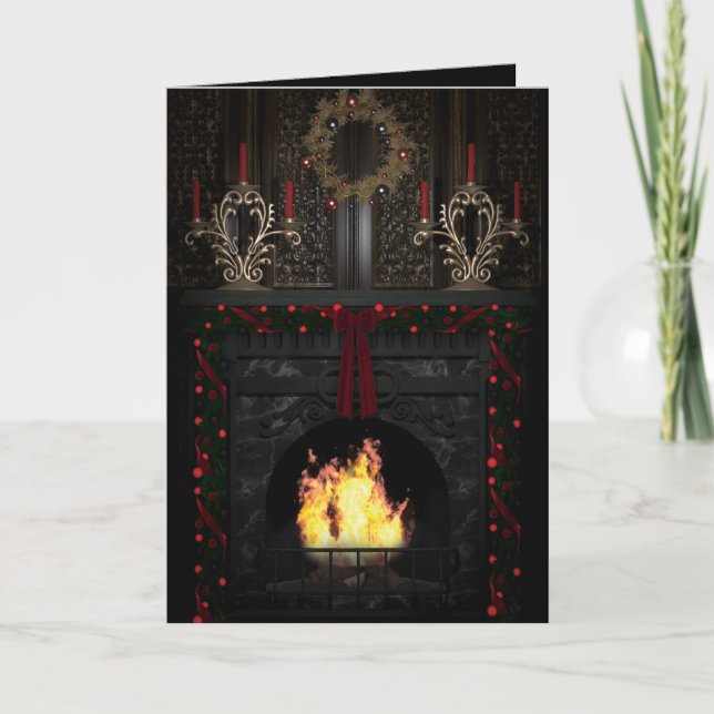 Cartão De Festividades Gothic Holidays - Fireplace (Frente)