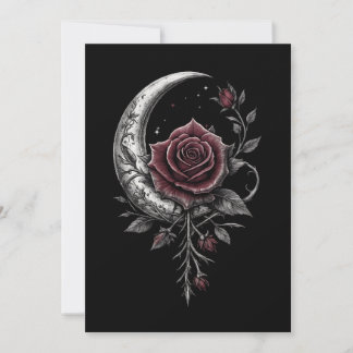 Cartão De Festividades Gothic Rose Crescent Moon Dark Floral Artwork