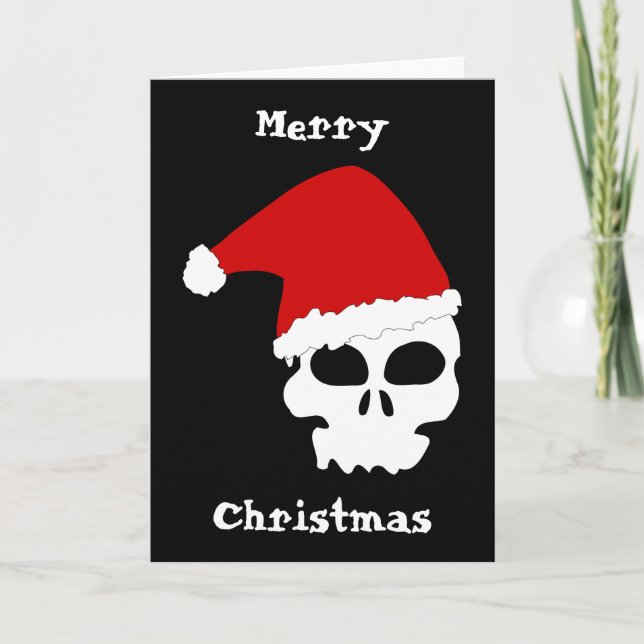 Cartão De Festividades Gothic Skull Christmas Card (Frente)