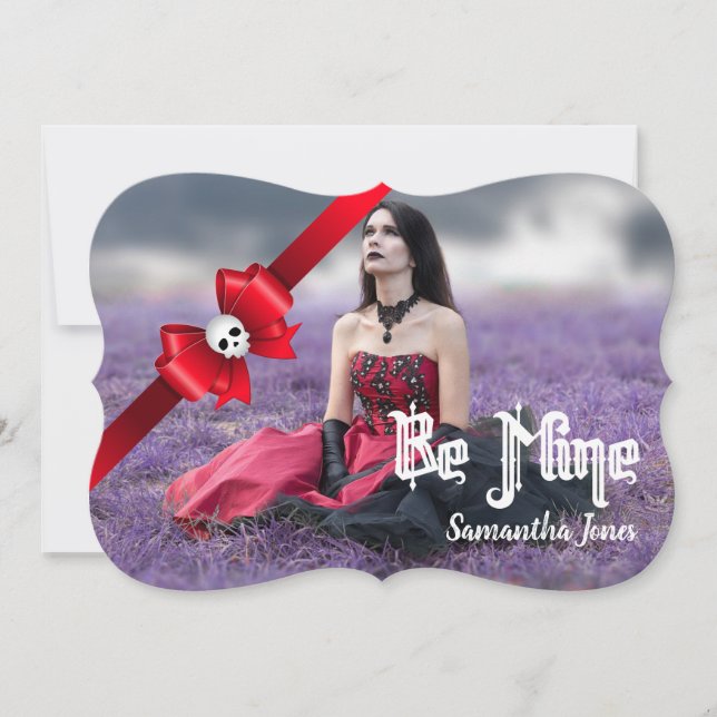 Cartão De Festividades Gothic Skull Love Valentine's Day Photo Card (Frente)