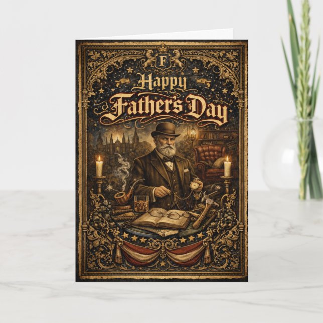Cartão De Festividades Gothic Victorian Gentleman Fathers Day (Frente)