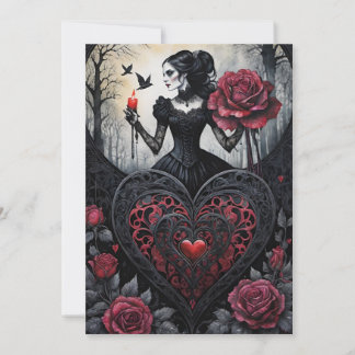 Cartão De Festividades Gothic Victorian Valentine's Day Hearts Roses