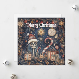 Cartão De Festividades Gótica Natal Festivo Maluco Caveira