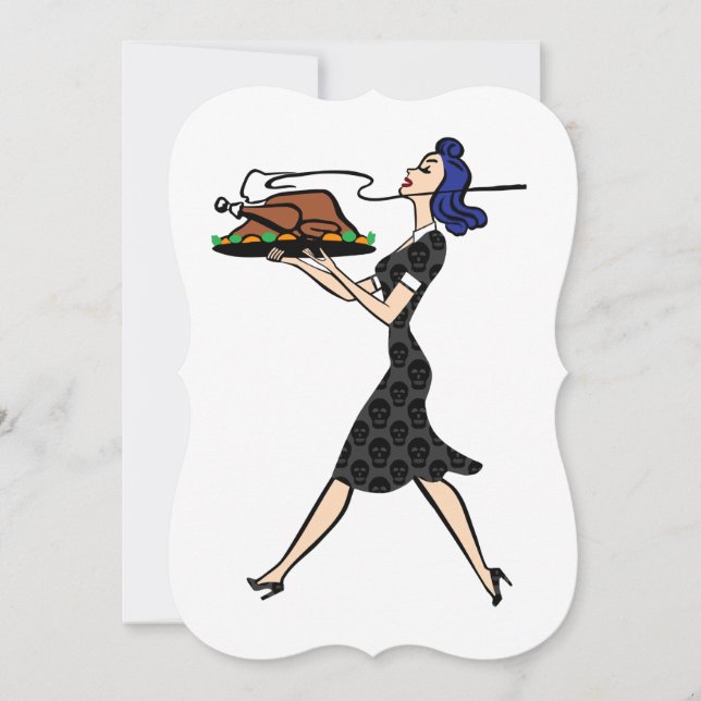 Cartão De Festividades gótico de dona de casa nos anos 50 (Frente)