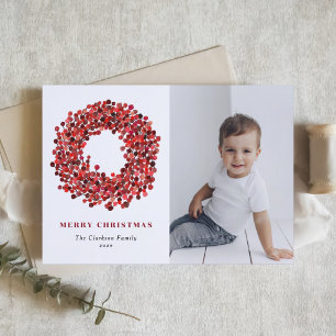 Cartão De Festividades Gouache Red Winterberry Wreath Foto de Natal